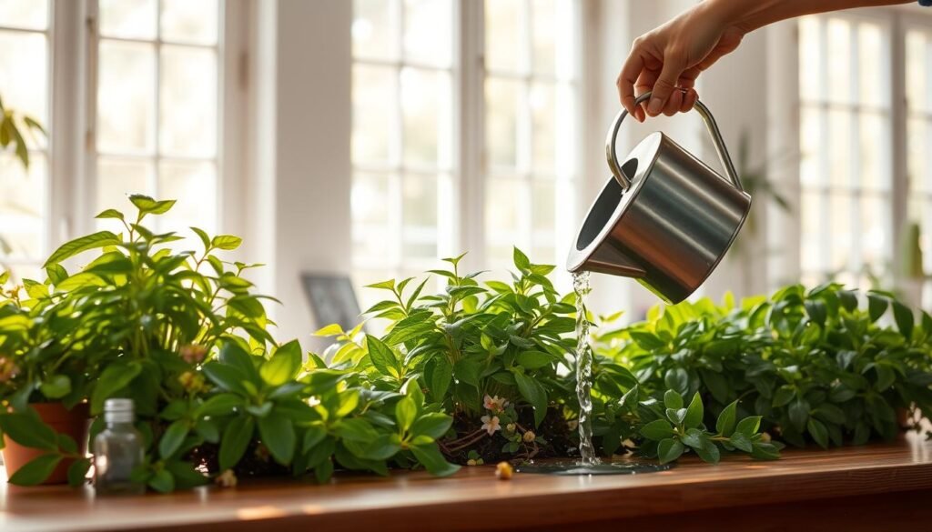 watering indoor plants light conditions