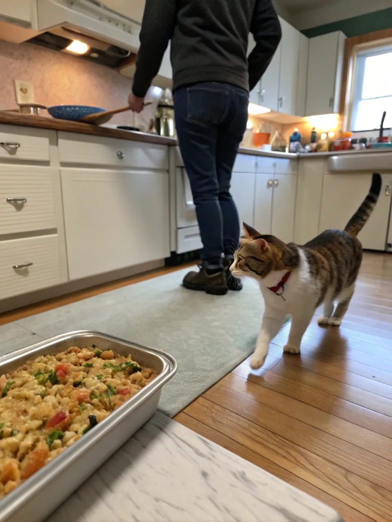 cat follows owner everywhere