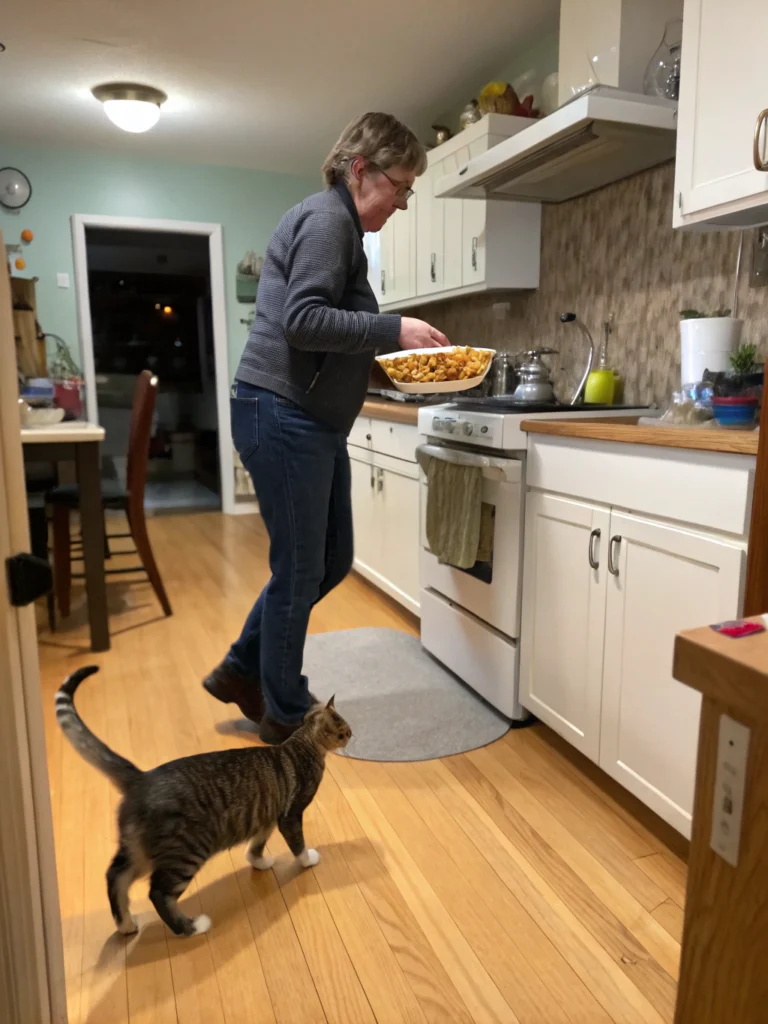 cat follows owner everywhere