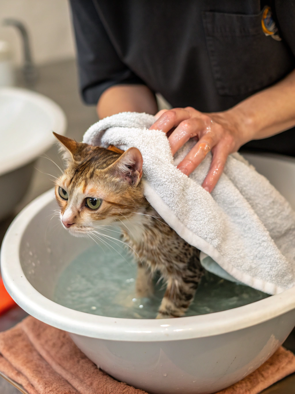 how to bathe a cat