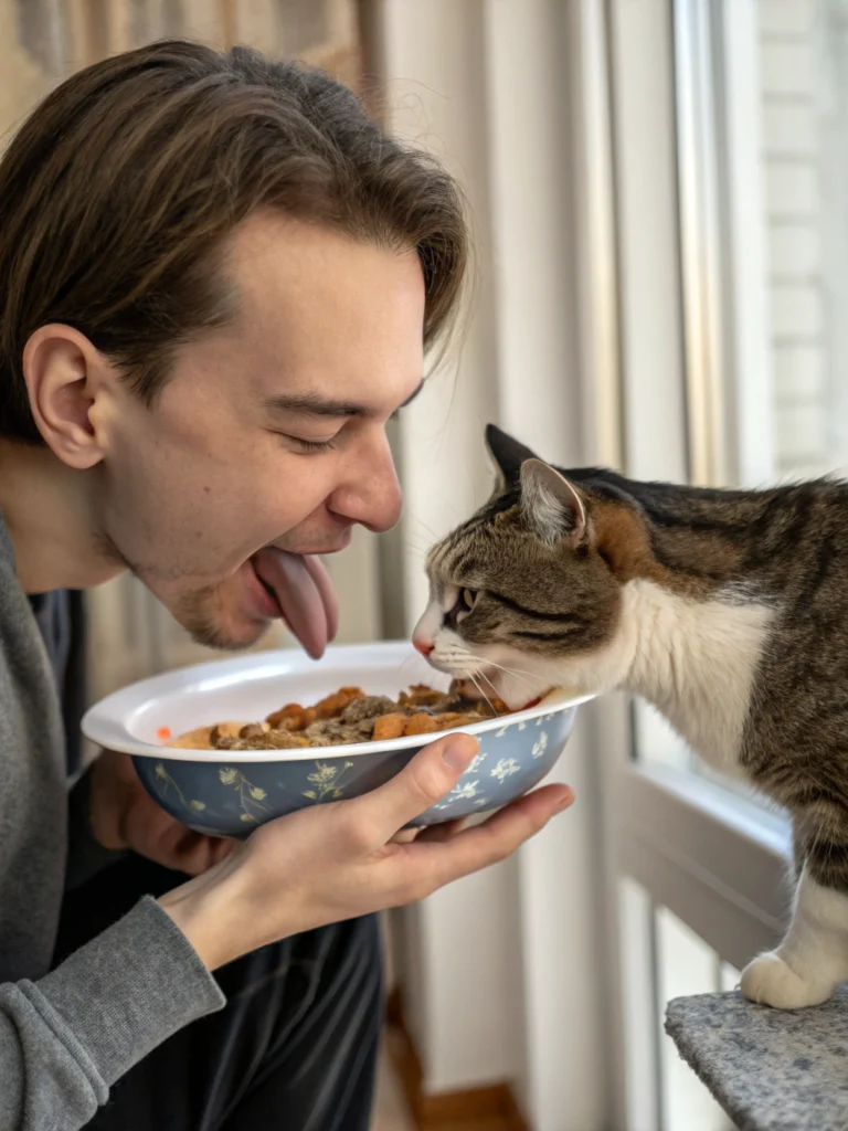 cat licking owner excessively