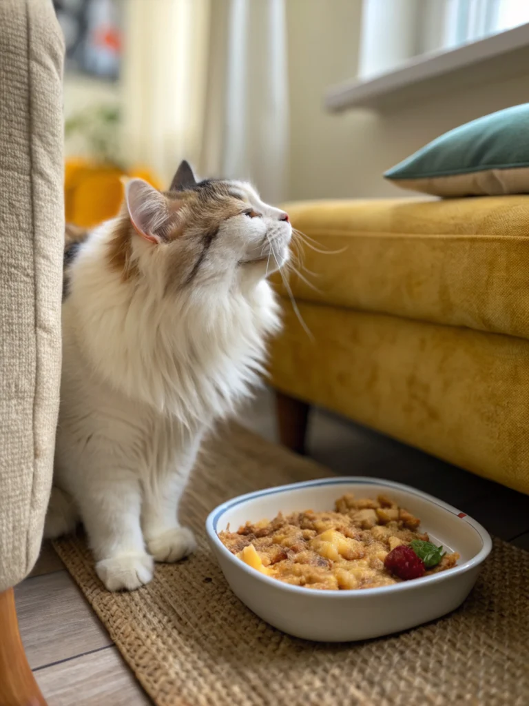 cat rubbing against furniture